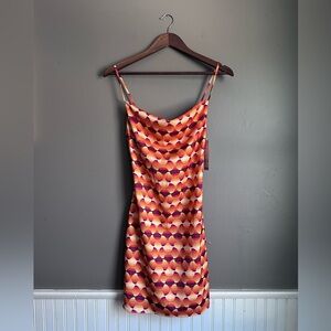 Urban Outfitters Mallory Orange Silky Mini Slip Dress Size XS